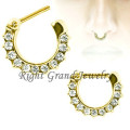 18K Gold Stahl Septum Piercing kubischer Zirkon Nase Ring Nase Septum